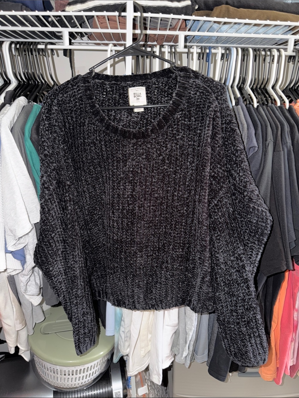 Billabong Black Chenille Crewneck Sweater